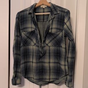 Cloth & Stone Teal Plaid Shirt